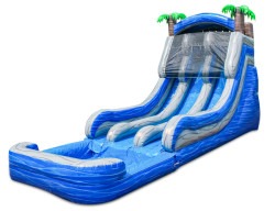 double20lane20blue20marble202 1738874429 18' Double Lane Marble Blue Slide With Pool Choose Wet Or Dr