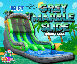 18' Double Lane Marble Gray Slide With Pool Choose Wet or Dr