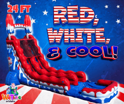 24' Red White And Cool Slide With Pool Choose Wet or Dry