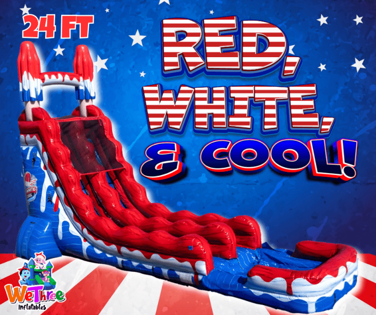24' Red White And Cool Slide With Pool Choose Wet or Dry