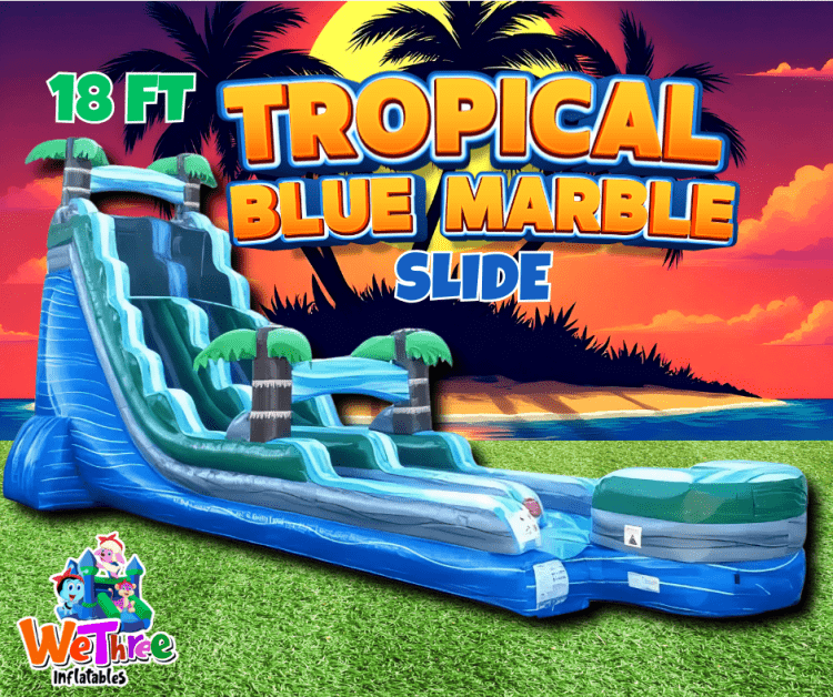 18' Tropical Blue Marble Slide Choose Wet or Dry
